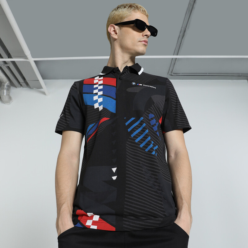 Men's PUMA BMW M Motorsport All-Over Print Polo in Black