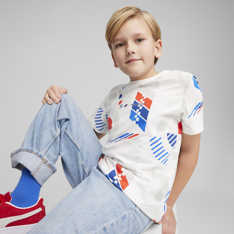 PUMA BMW M Motorsport Youth Tee in White size 9-10Y