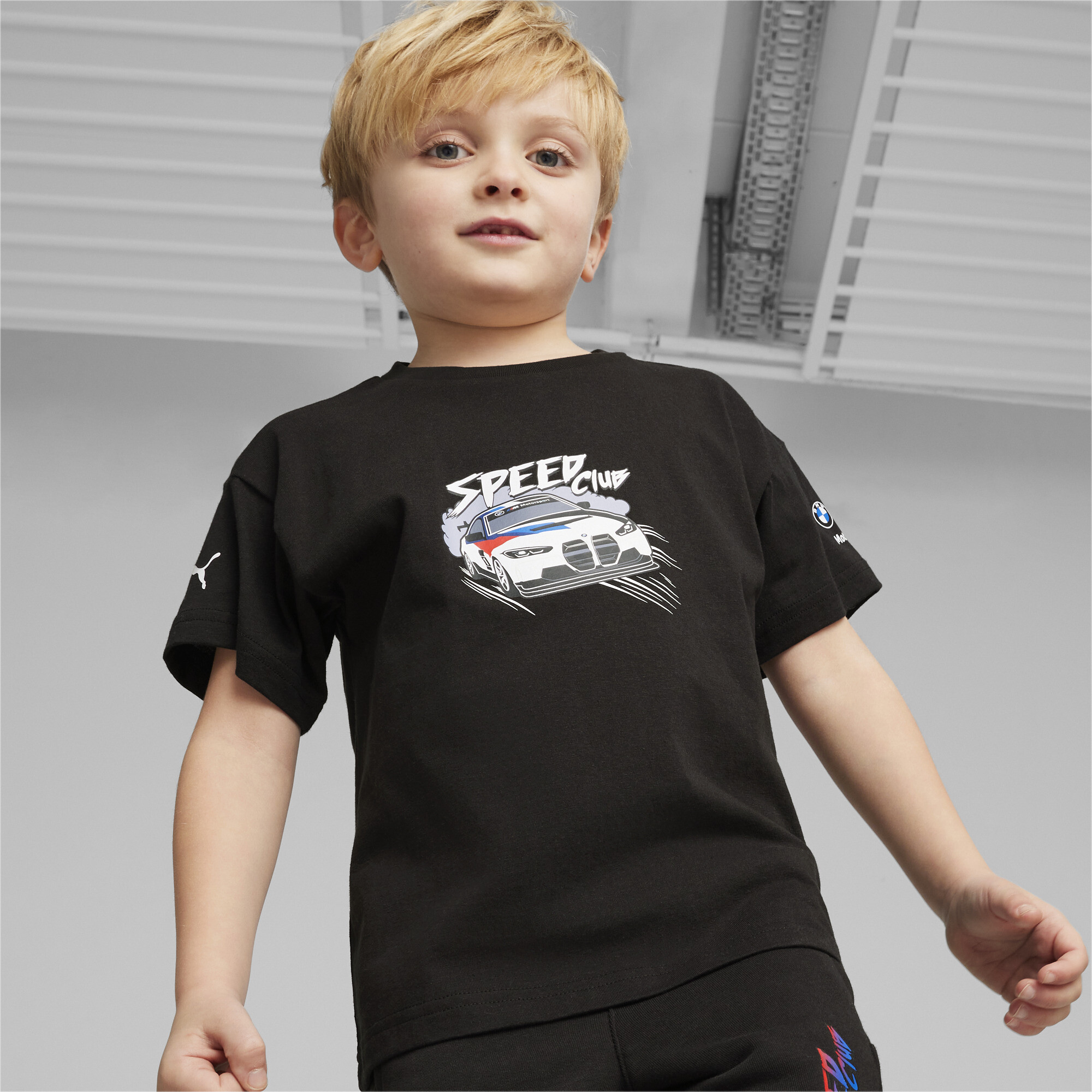 Puma BMW M Motorsport Kids' T-Shirt, Black, Size 1-2Y, Clothing