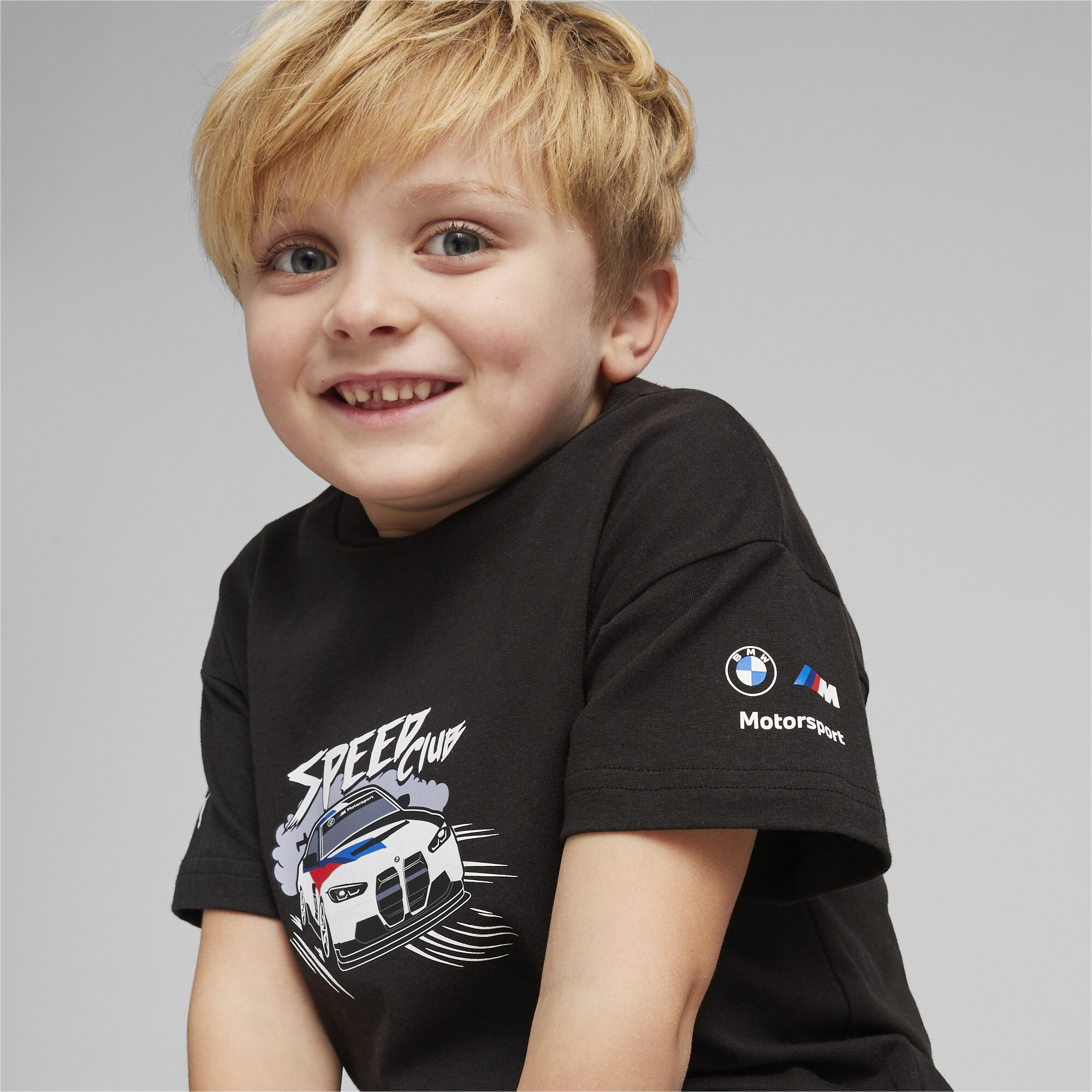 Puma BMW M Motorsport Kids' T-Shirt, Black, Size 1-2Y, Clothing