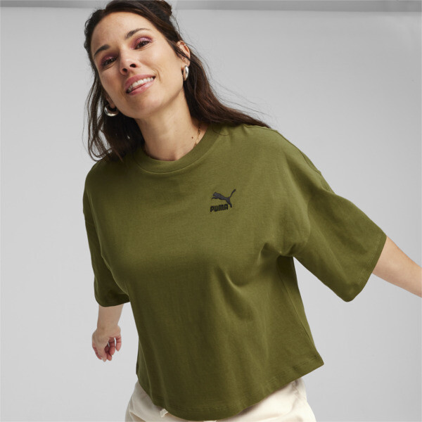 Olive green puma shirt womens hotsell