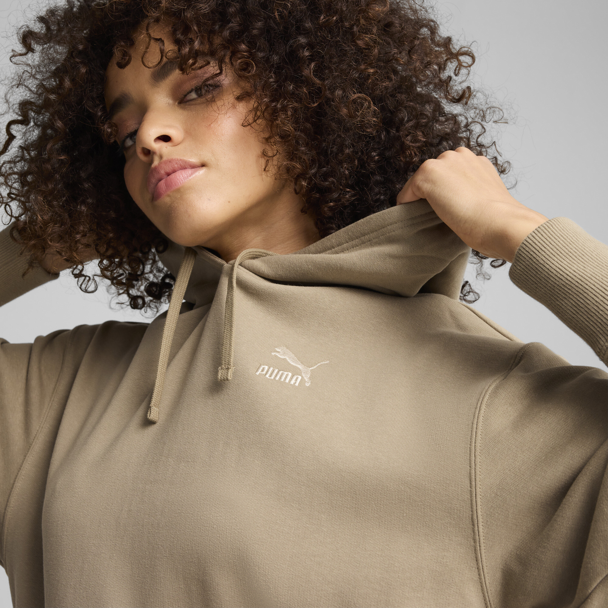 Women's Puma Better Classics Relaxed Hoodie, Beige, Size XS, Clothing