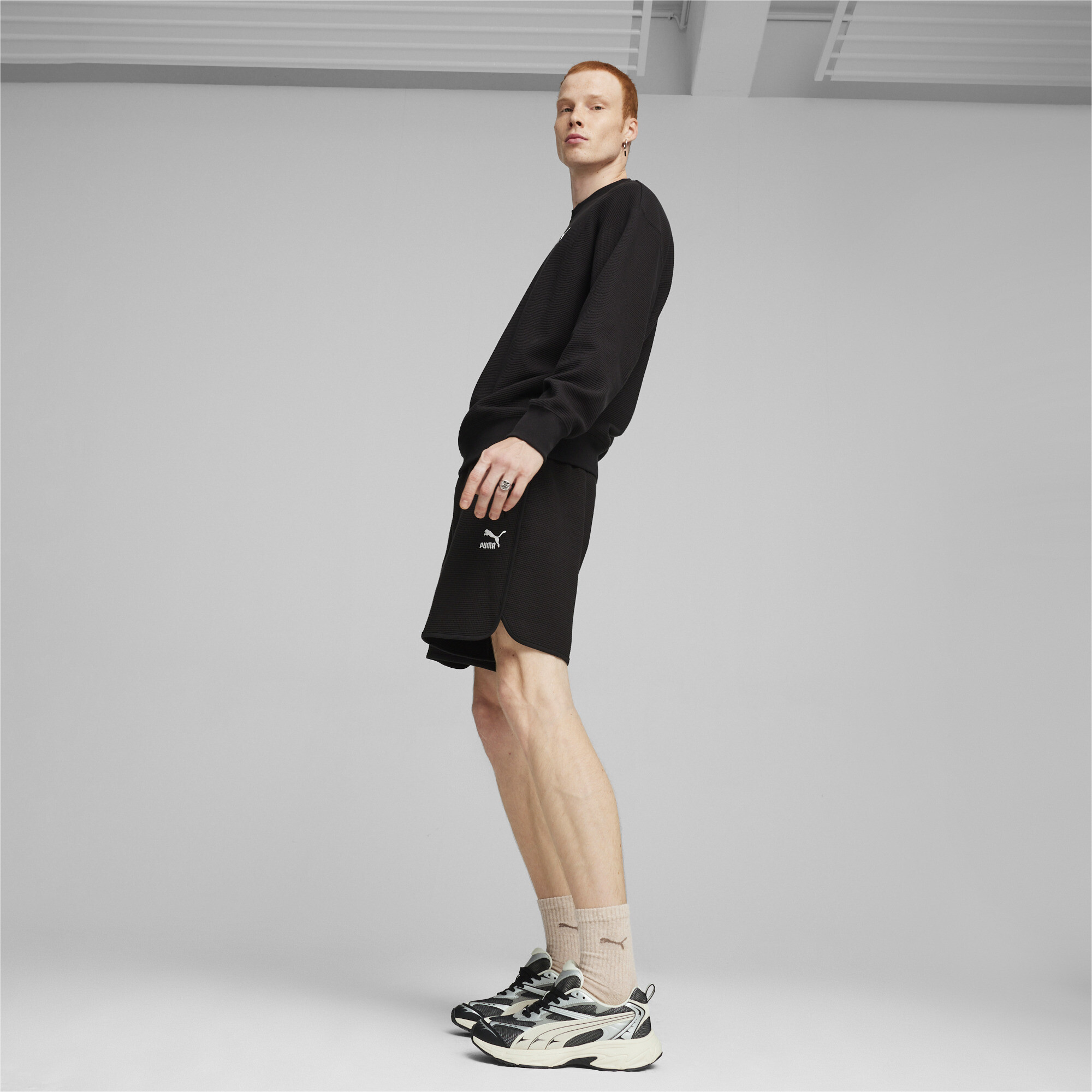 Men's Puma CLASSICS's Waffle Shorts, Black, Size XL, Clothing