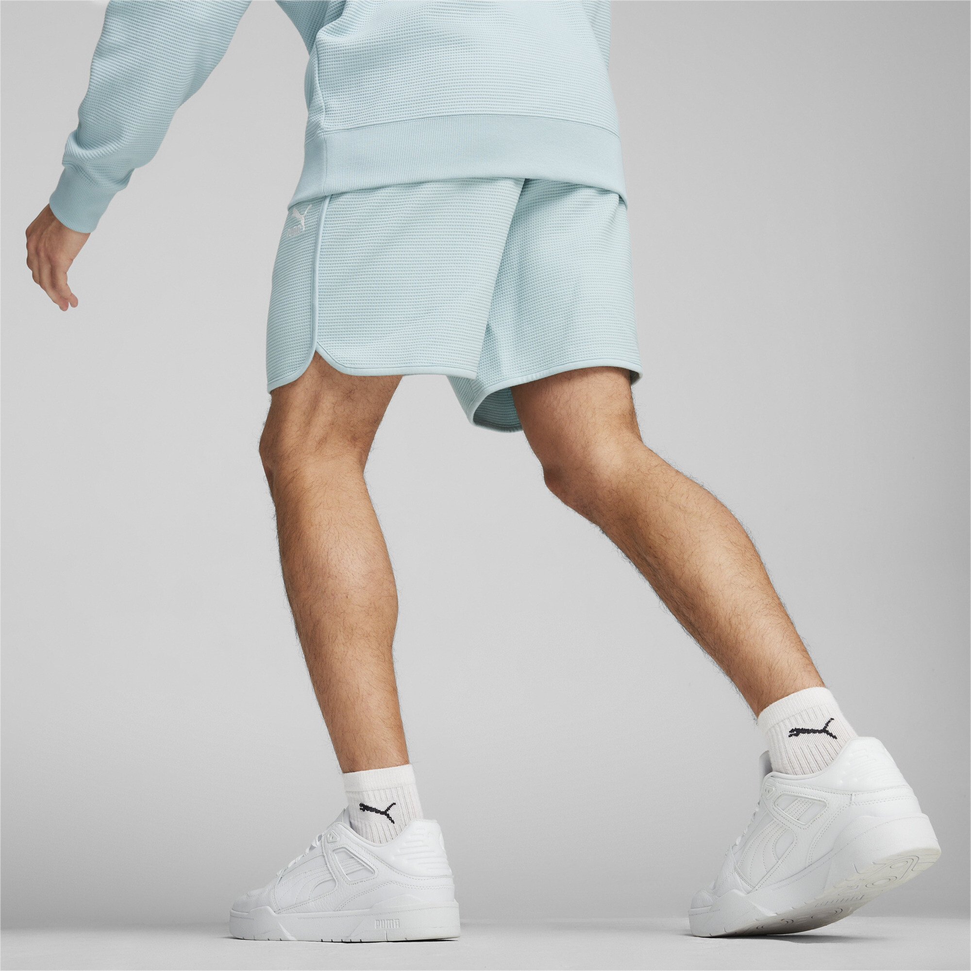 Men's Puma CLASSICS's Waffle Shorts, Blue, Size L, Clothing