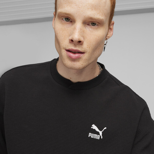 CLASSICS Men's Waffle Sweatshirt, PUMA Black, large-ZAF