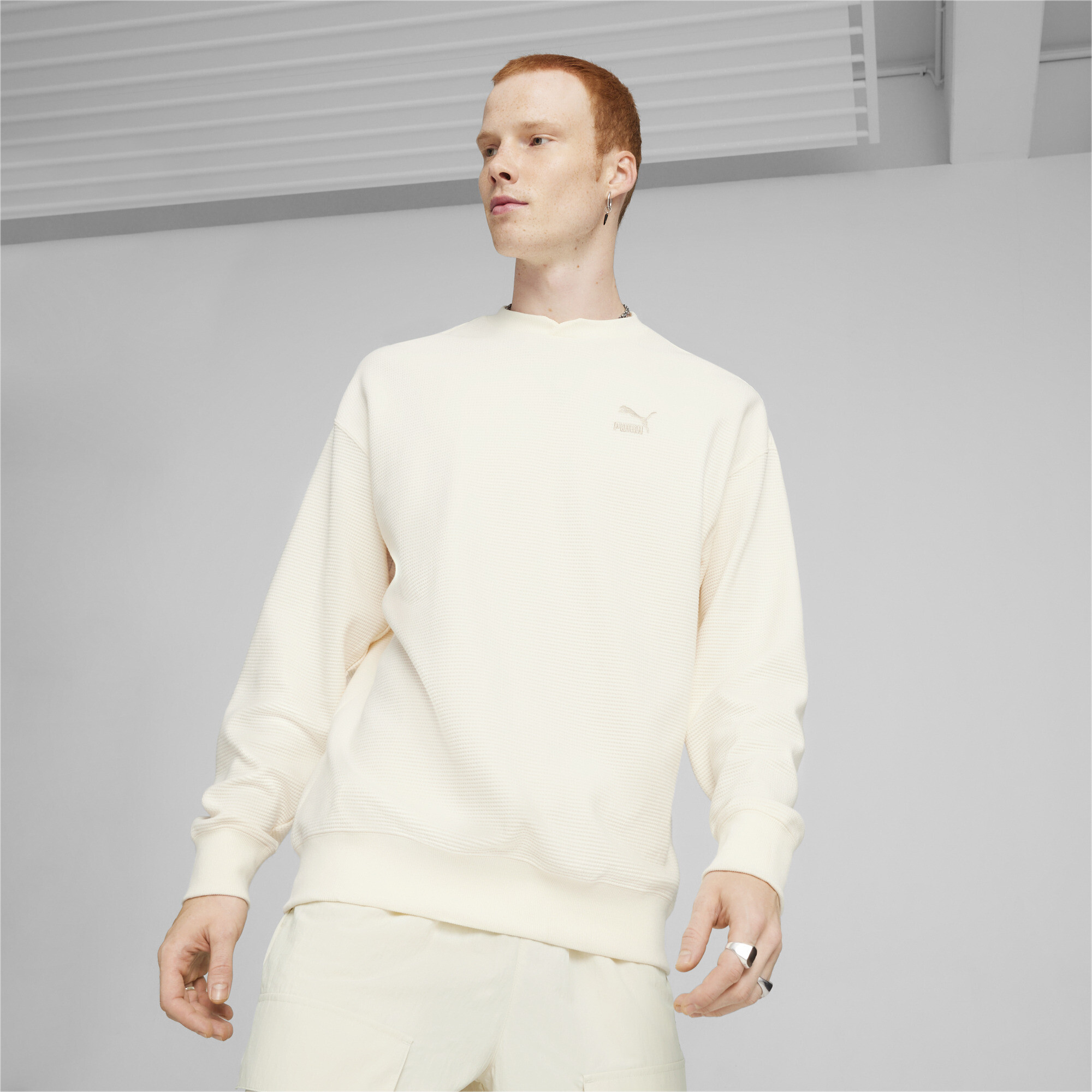 CLASSICS Men s Waffle Sweatshirt white PUMA