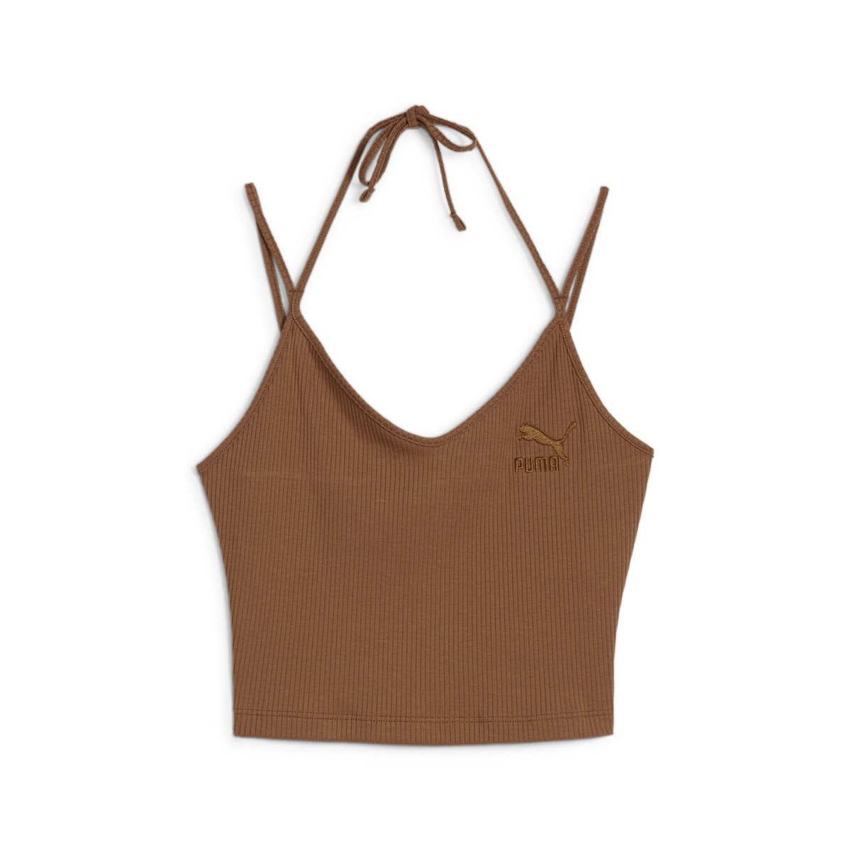 CLASSICS Ribbed Crop Top in Brown Mushroom by PUMA, Small