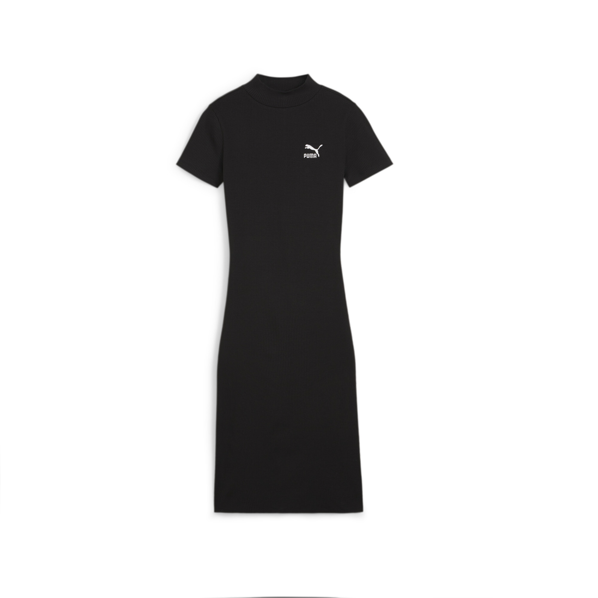 Women's Puma CLASSICS Ribbed Dress, Black, Size XL, Clothing
