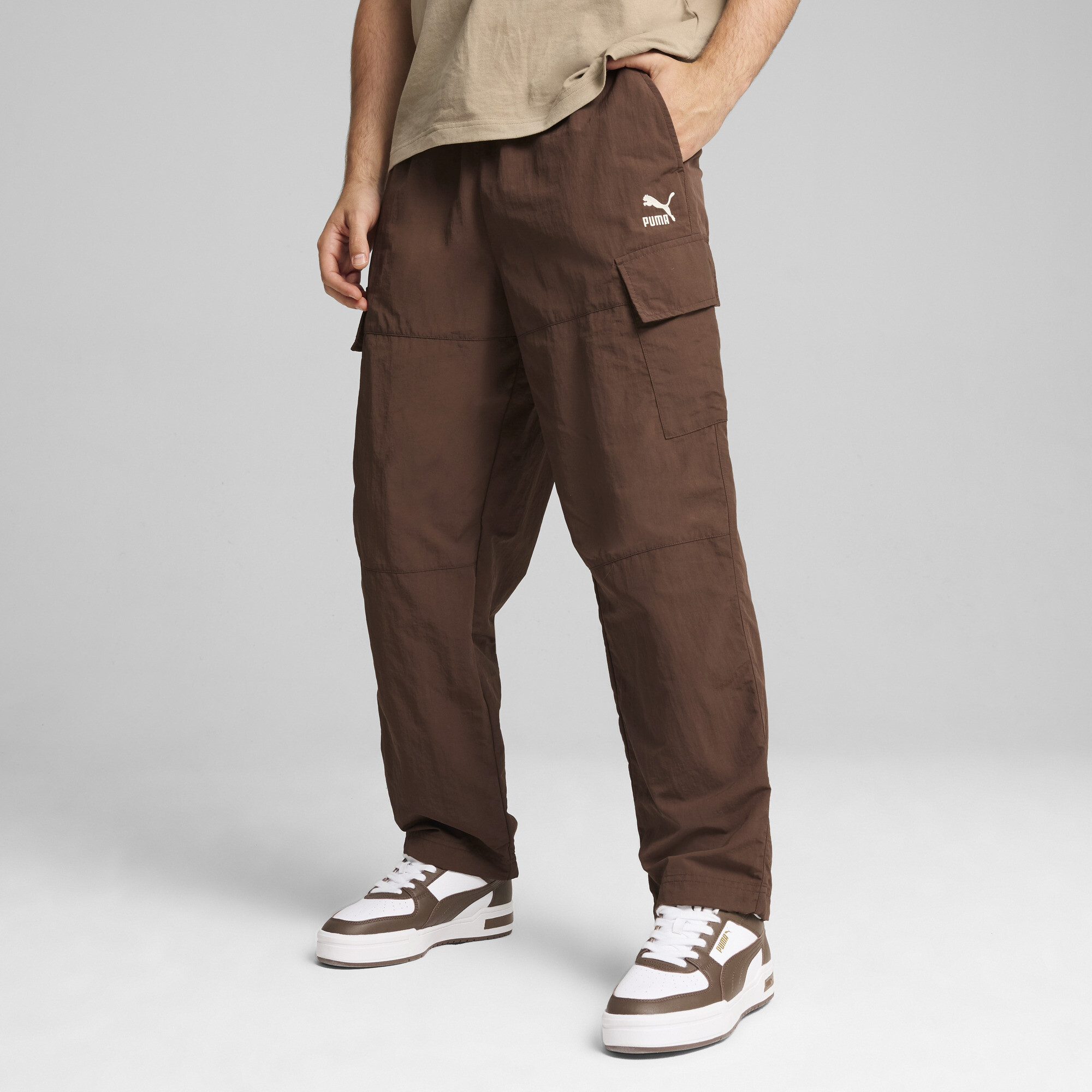 Men's Puma CLASSICS's Cargo Pants, Brown, Size XL, Clothing