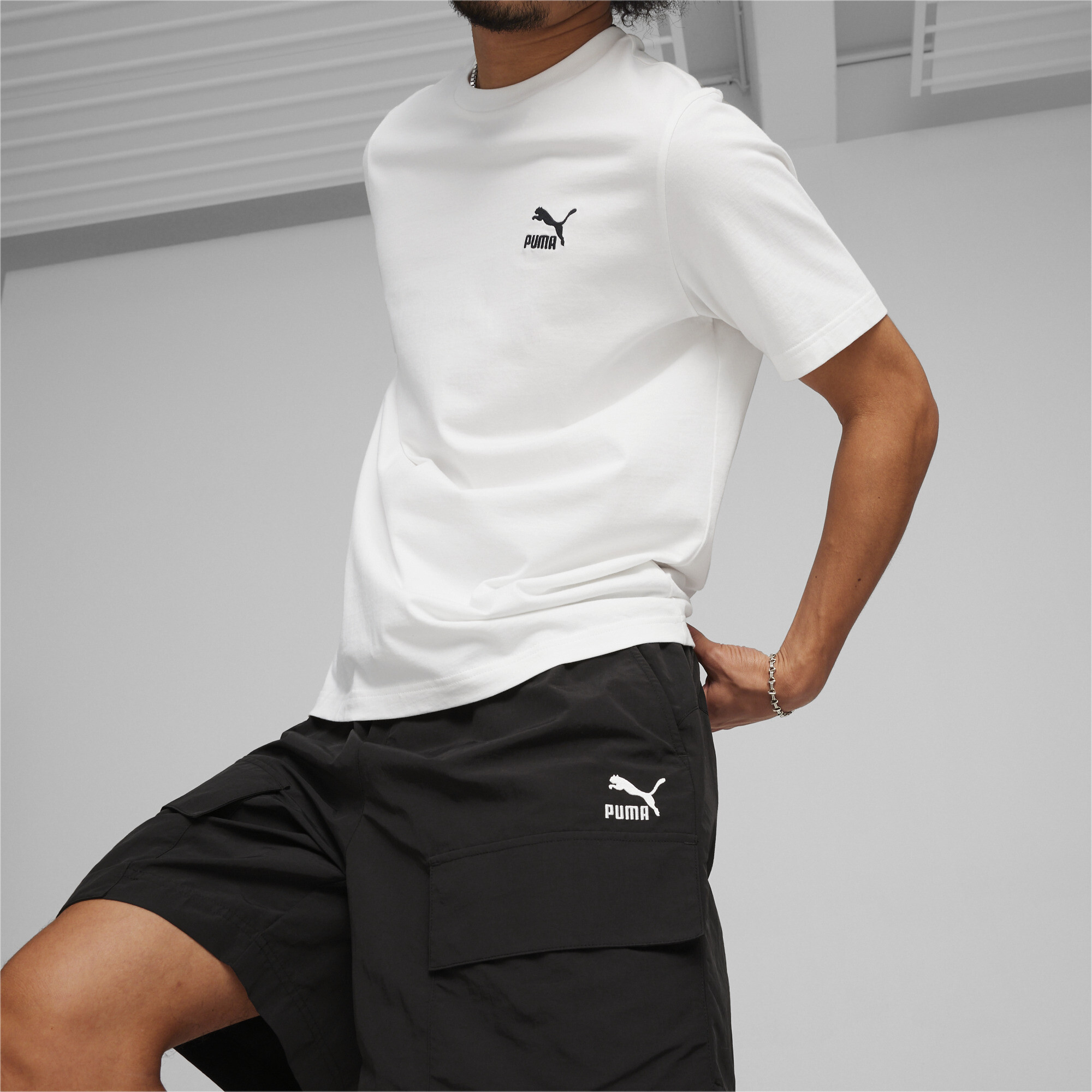 Men's Puma CLASSICS's Cargo Shorts, Black, Size XL, Clothing