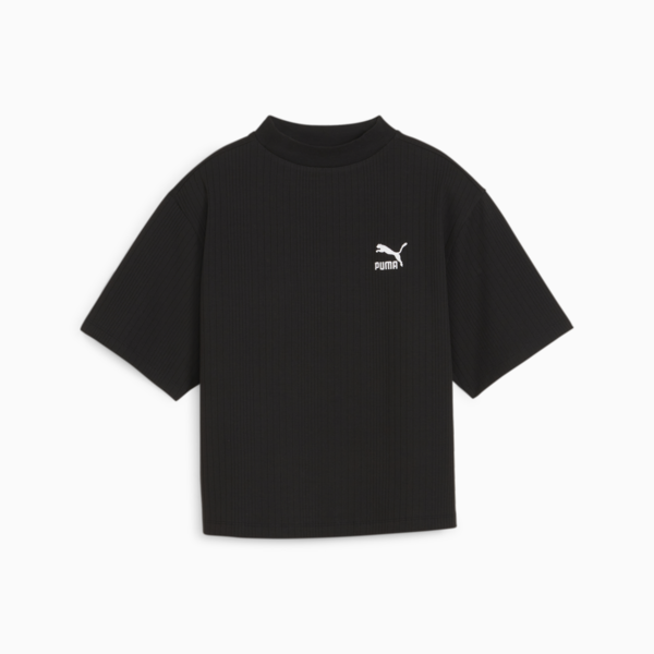 Remera de cuello perkins para mujer, PUMA Black, large-ARG