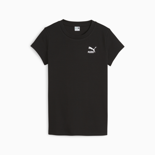 Remera ajustada Classics de canalé para mujer, PUMA Black, large-ARG