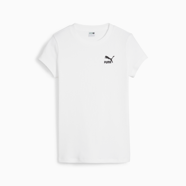 Playera en rib para mujer CLASSICS, PUMA White, large-MEX