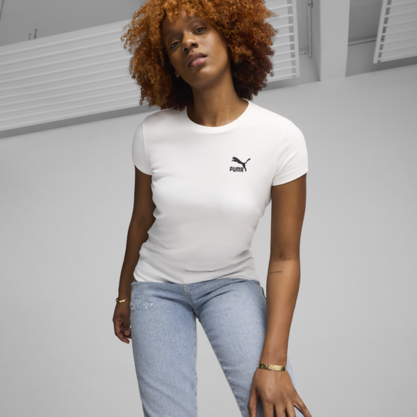 Playera en rib para mujer CLASSICS, PUMA White, large-MEX