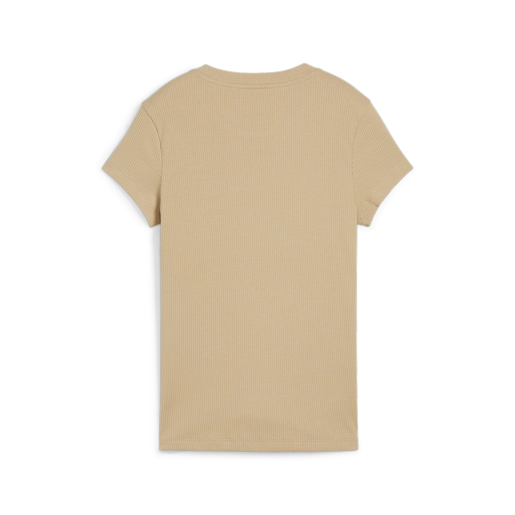 Women's PUMA CLASSICS Ribbed Slim T-Shirt In 100 - Beige, Size Large