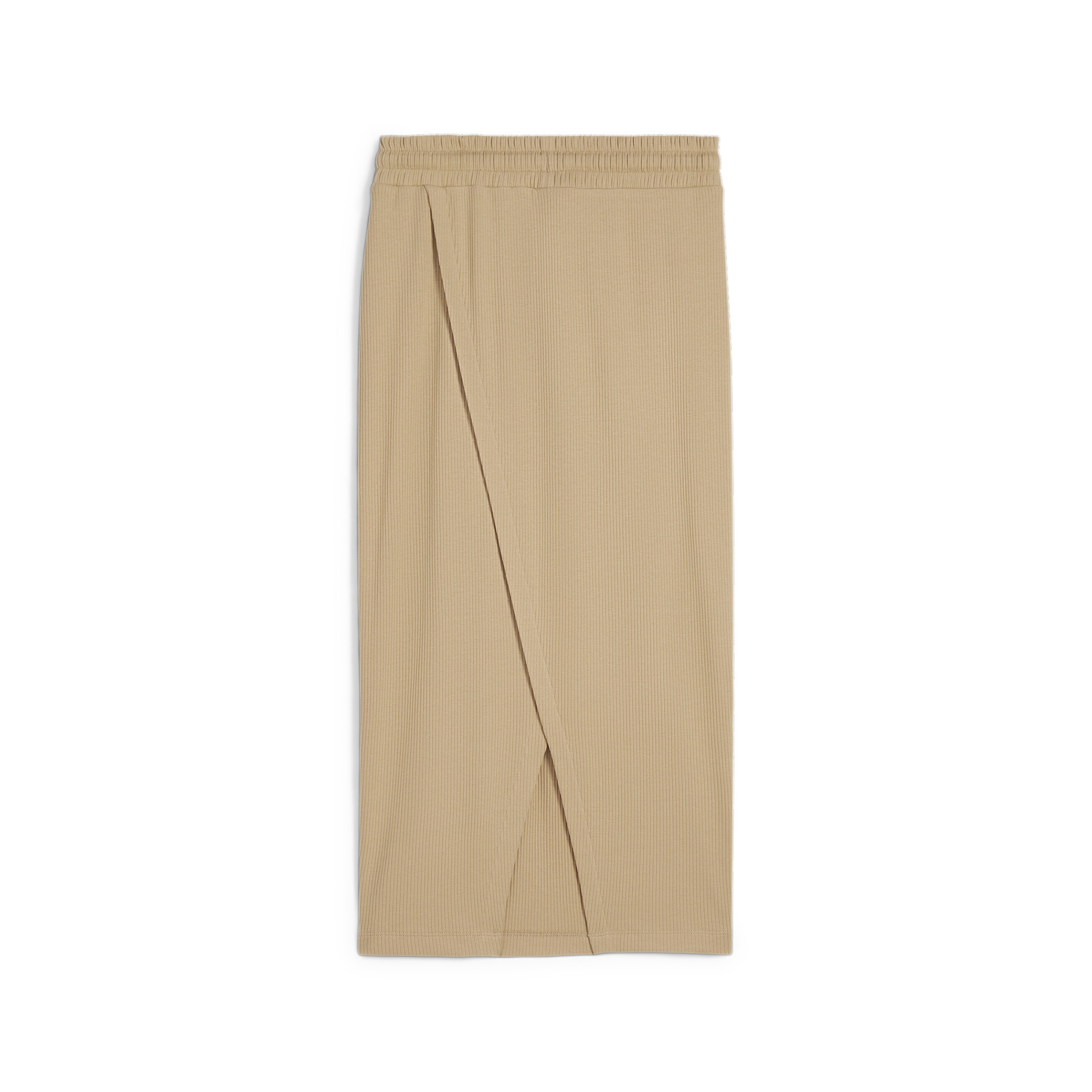 Women's PUMA CLASSICS Ribbed Midi Skirt In Beige, Size Medium, Polyester