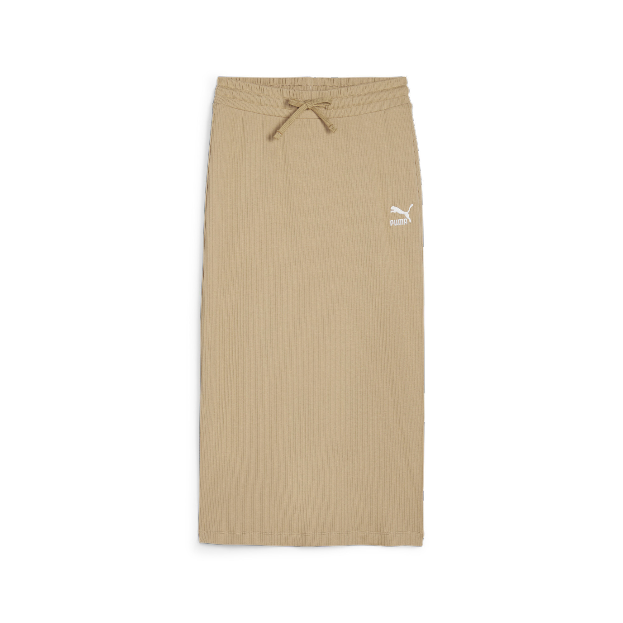 Women's Puma CLASSICS's Ribbed Midi Skirt, Beige, Size S, Clothing