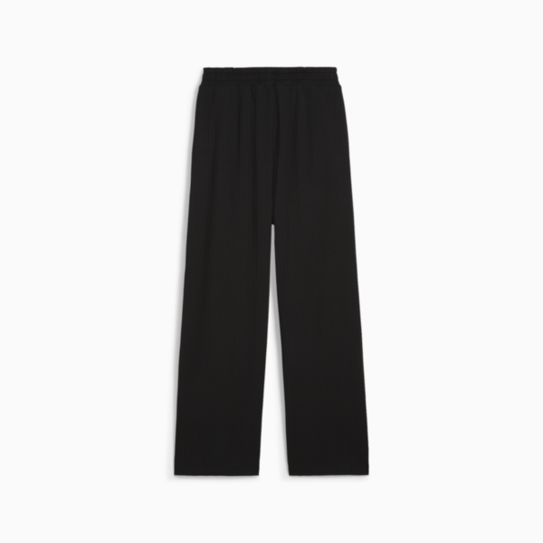 Pantalones de chándal CLASSICS de canalé y corte holgado para mujer, PUMA Black, large-ARG