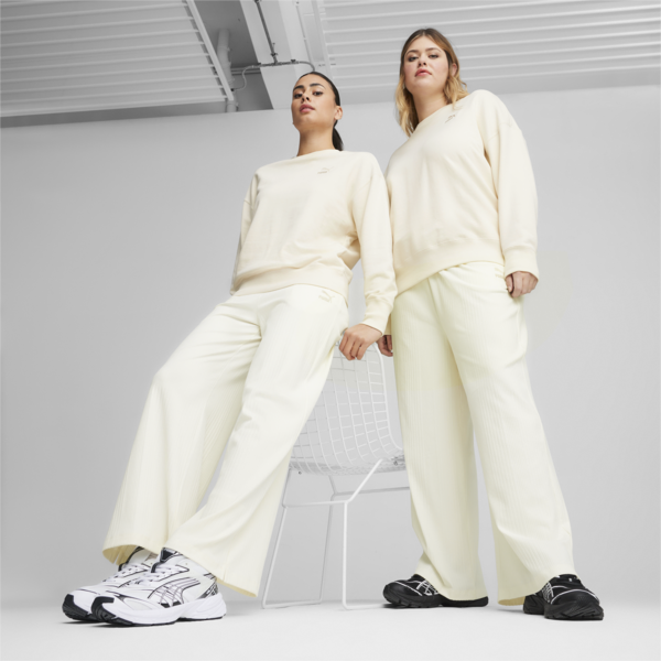 Pantalones de chándal CLASSICS de canalé y corte holgado para mujer, Frosted Ivory, large-ARG