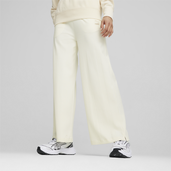 Pantalones de chándal CLASSICS de canalé y corte holgado para mujer, Frosted Ivory, large-ARG
