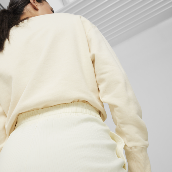 Pantalones de chándal CLASSICS de canalé y corte holgado para mujer, Frosted Ivory, large-ARG