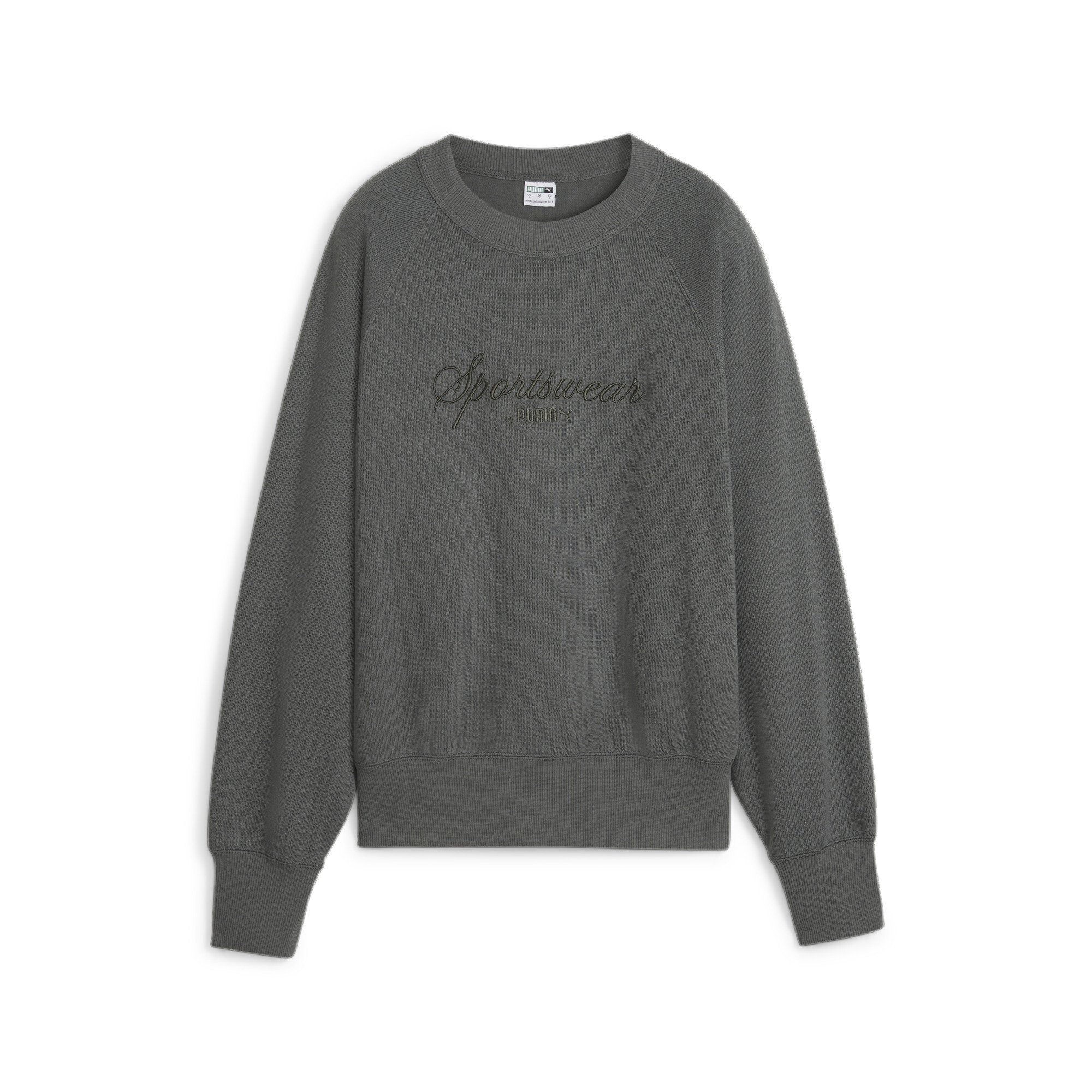 Women's PUMA CLASSICS+ Relaxed Sweatshirt In Gray, Size Medium