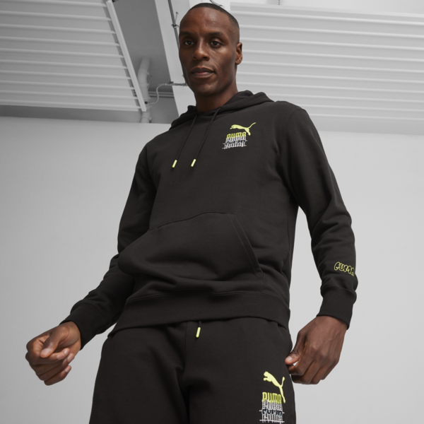 BRAND LOVE Graphic Men's Hoodie, PUMA Black, large-ZAF