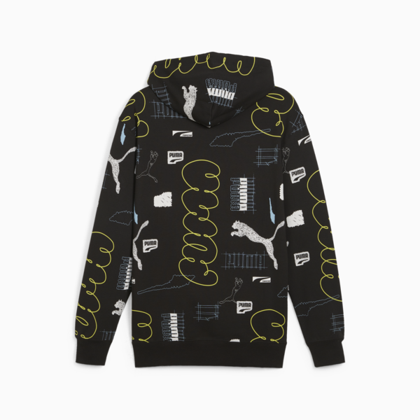 BRAND LOVE Men's Hoodie, PUMA Black-AOP, large-ZAF