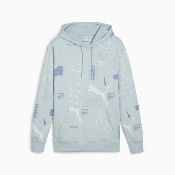BRAND LOVE Men's Hoodie, Turquoise Surf-AOP, large-ZAF