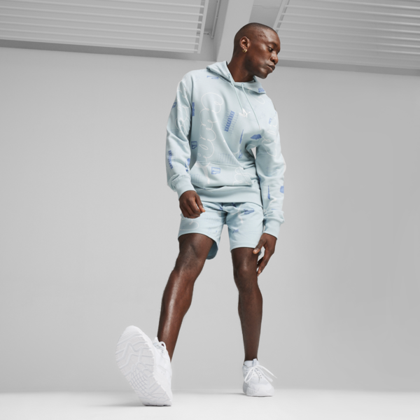BRAND LOVE Men's Hoodie, Turquoise Surf-AOP, large-ZAF