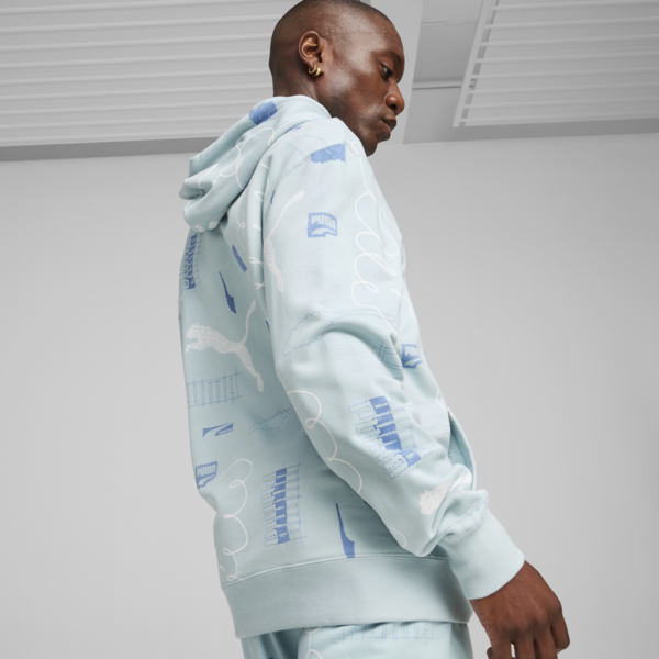 BRAND LOVE Men's Hoodie, Turquoise Surf-AOP, large-ZAF