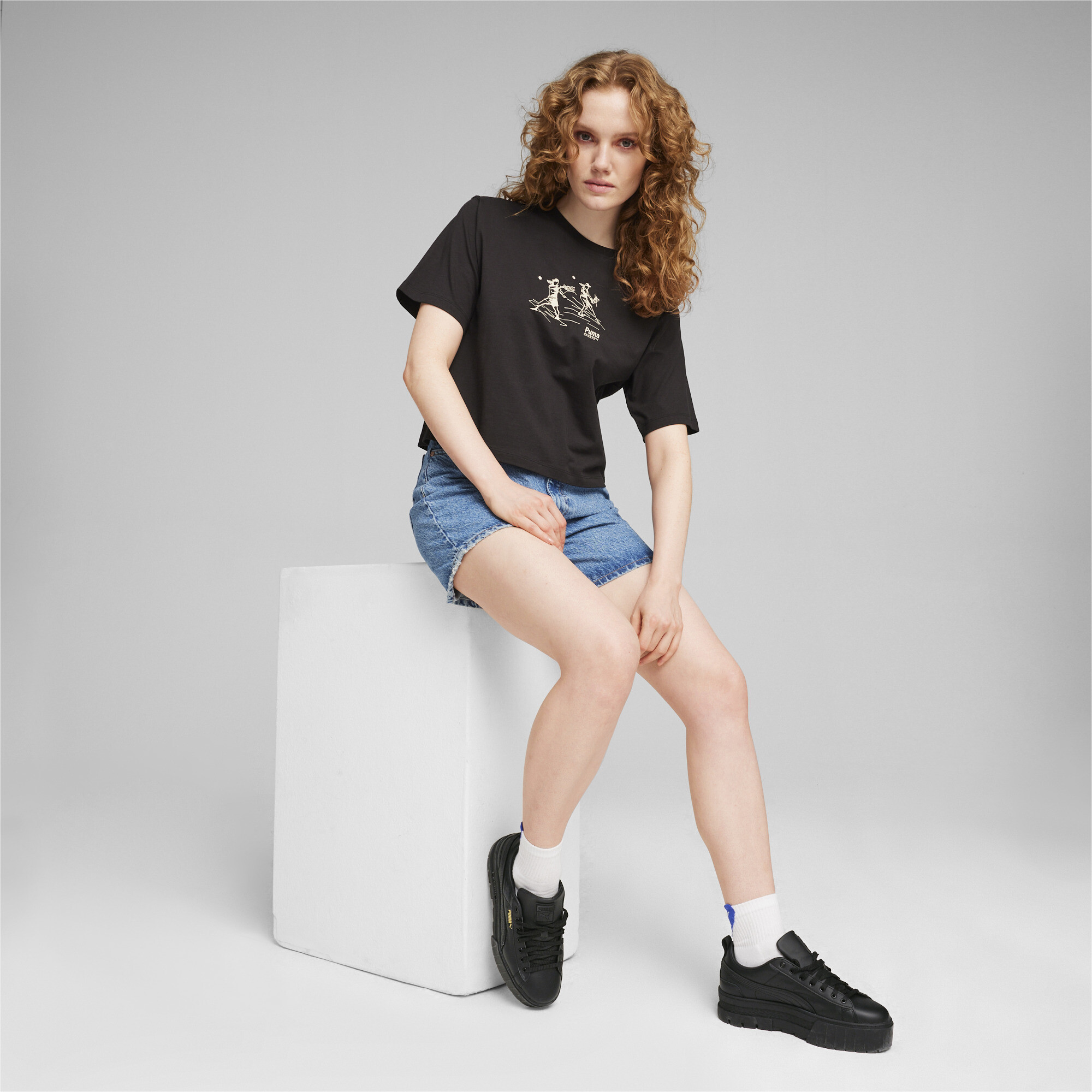 Women's PUMA TEAM Relaxed T-Shirt In 10 - Black, Size XL