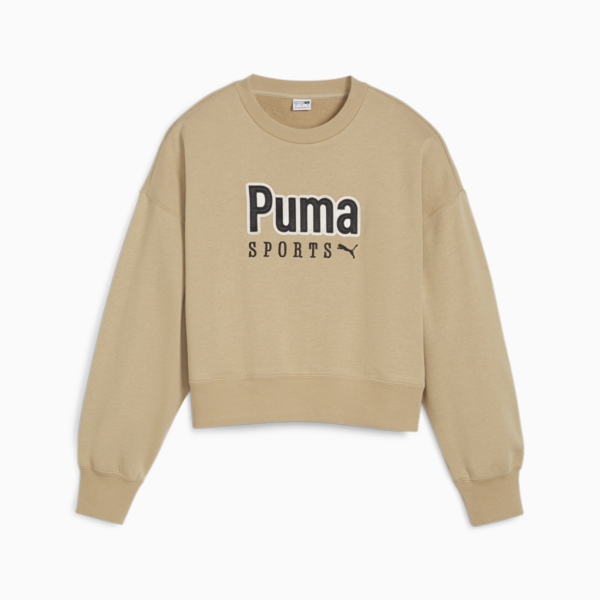 PUMA TEAM Women's Oversized Crew, Prairie Tan, large-ZAF