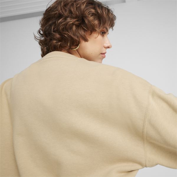 PUMA TEAM Women's Oversized Crew, Prairie Tan, large-ZAF