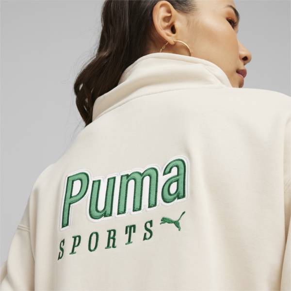PUMA TEAM Women's Half-Zip Crew, Alpine Snow, large-ZAF