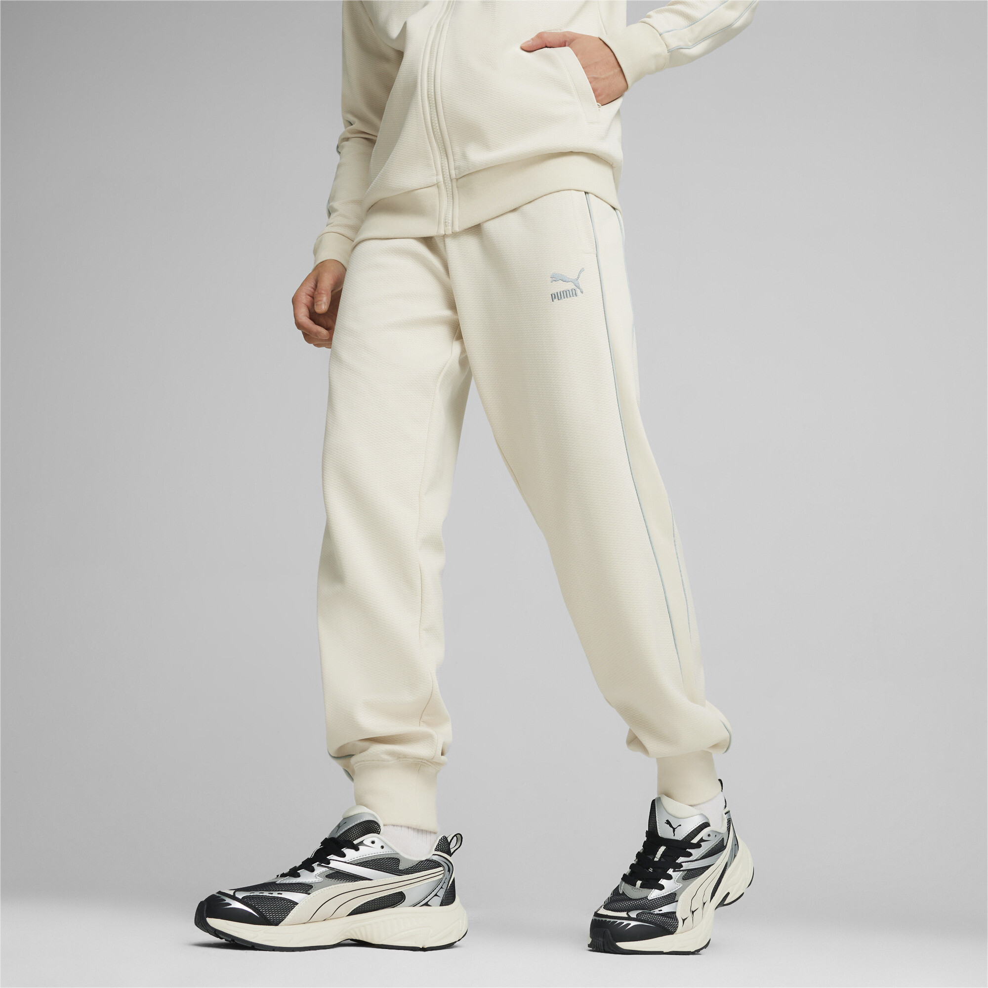 Men's Puma T7's Track Pants, White, Size XS, Clothing
