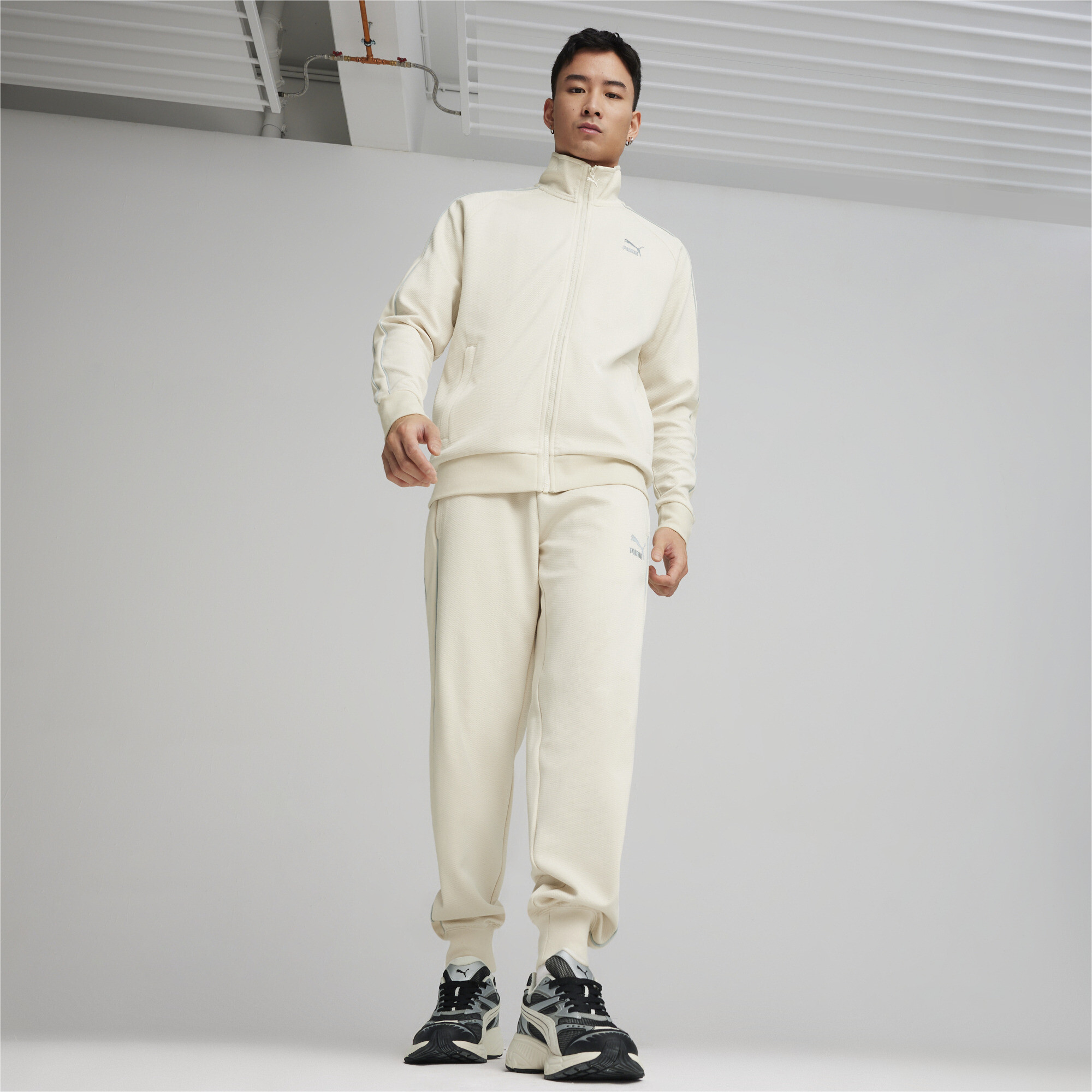 Men's Puma T7's Track Pants, White, Size S, Clothing