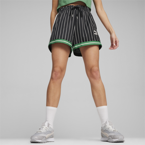T7 Women's Mesh Shorts, PUMA Black-AOP, large-ZAF