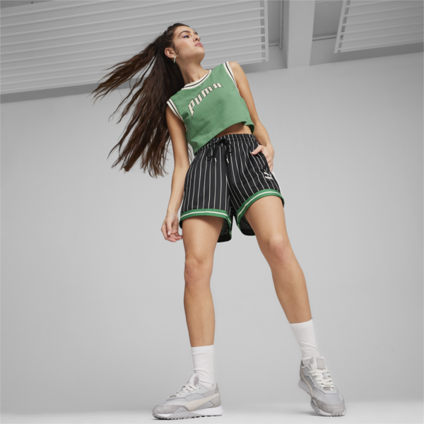 T7 Women's Mesh Shorts, PUMA Black-AOP, large-ZAF