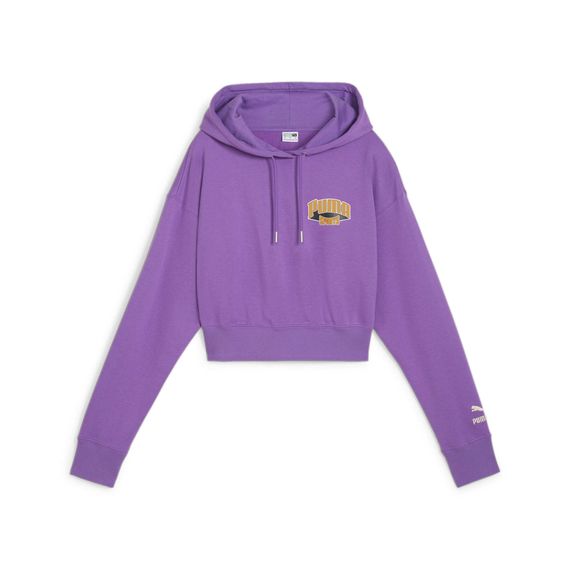 Women's PUMA TEAM Cropped Hoodie In Purple, Size Large