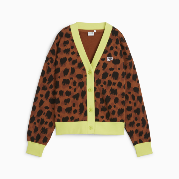 DOWNTOWN Kitten Cardigan Women, Teak-AOP, large-ZAF