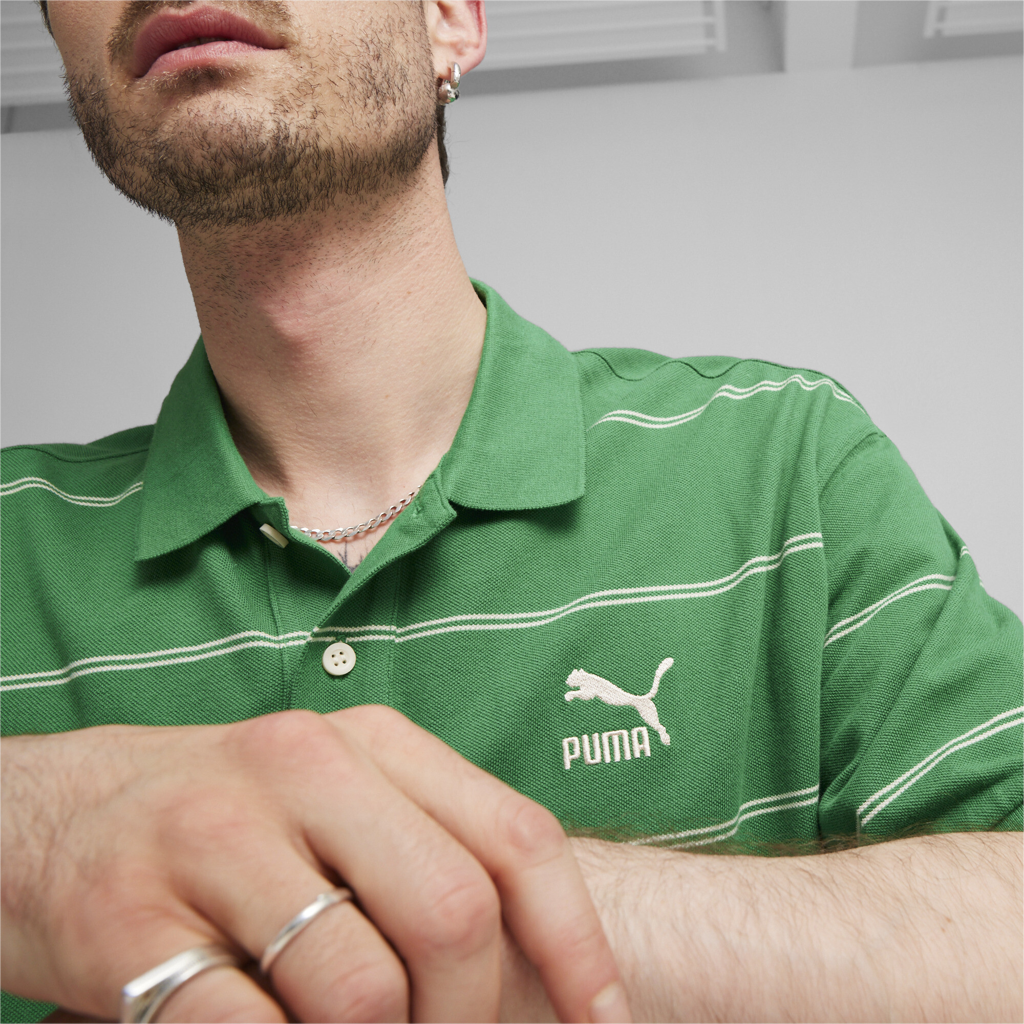 Men's PUMA TEAM Polo In Green, Size XL