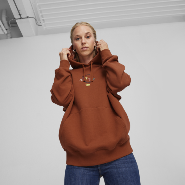 DOWNTOWN Women's Graphic Hoodie, Teak, large-ZAF