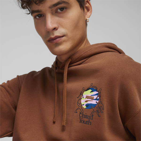 Sudadera estampada con capucha para hombre DOWNTOWN, Teak, large-MEX