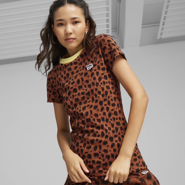 Remera Downtown Kitten para mujer, Teak-AOP, large-ARG