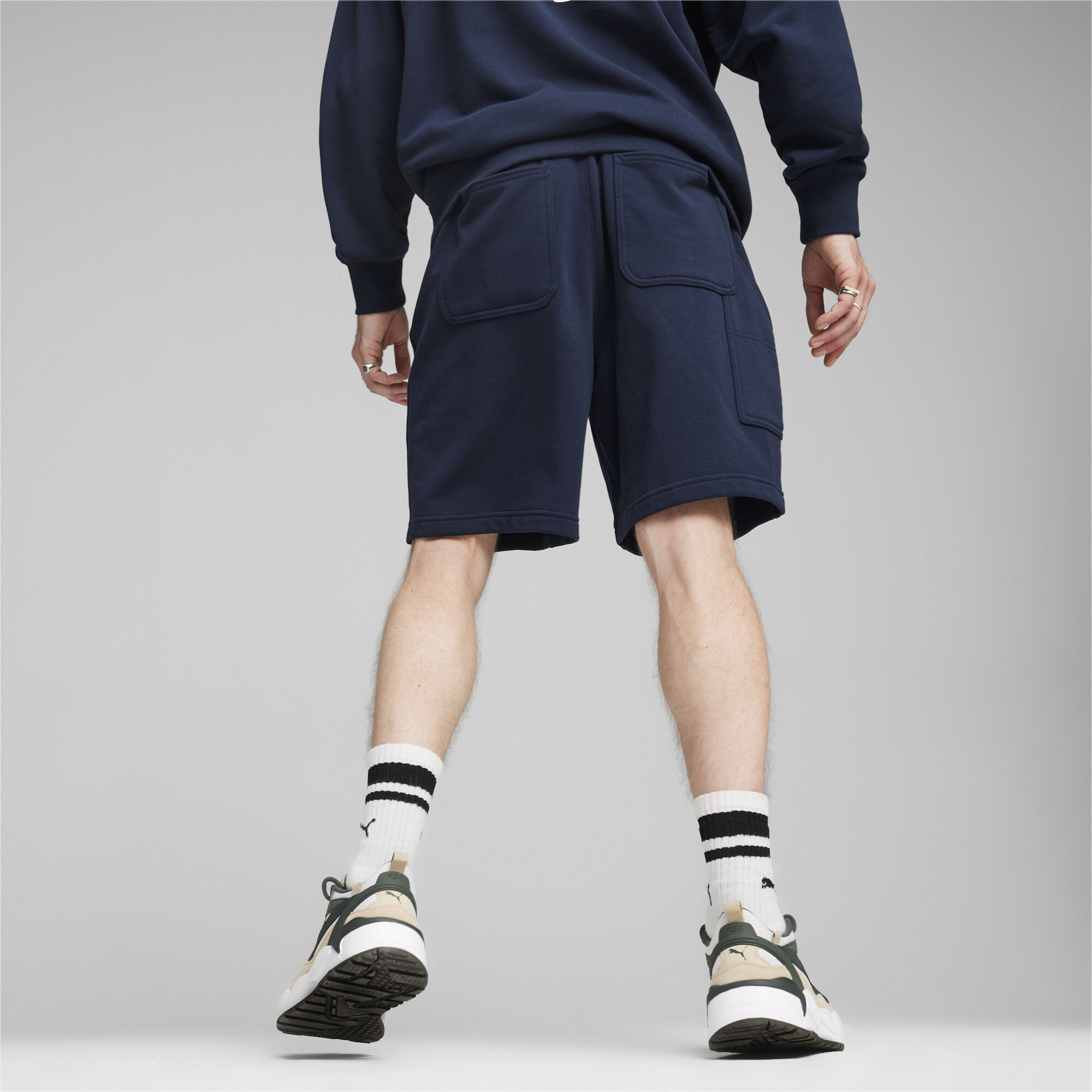 Men's PUMA DOWNTOWN Shorts In Blue, Size 2XL