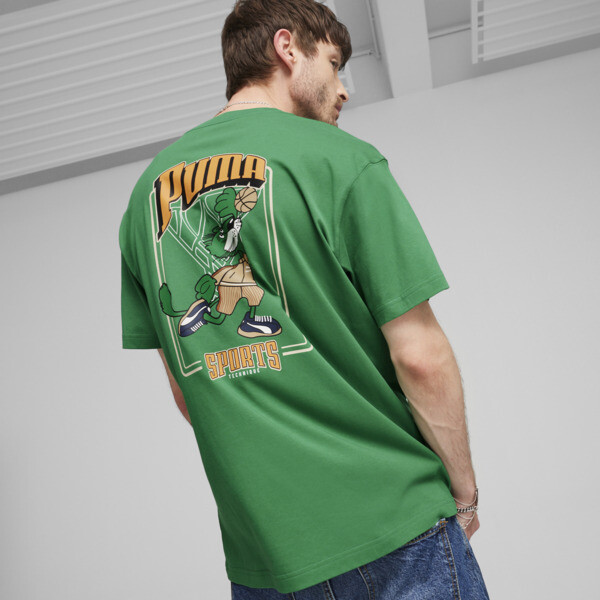 Remera gráfica PUMA Team para hombre, Archive Green, large-ARG