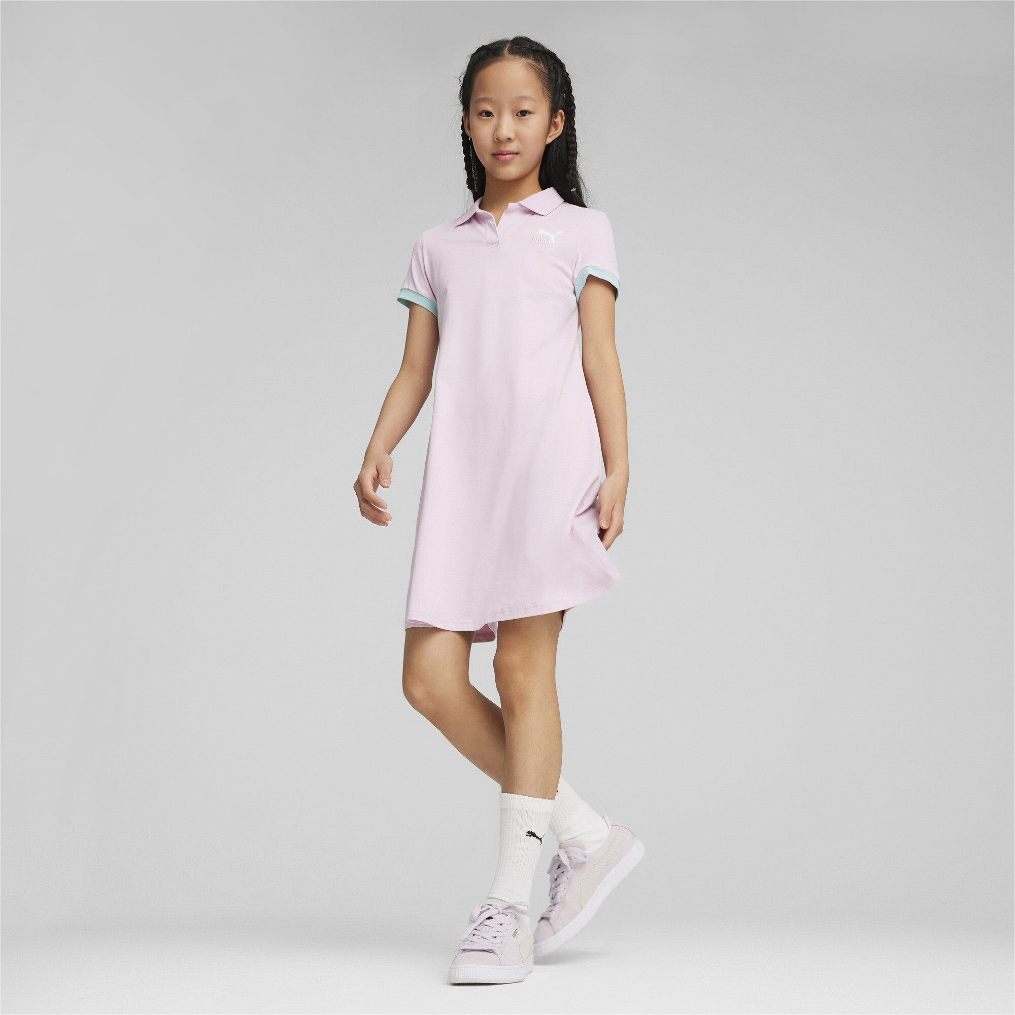 PUMA CLASSICS Match Point Dress In 90 - Purple, Size 11-12 Youth