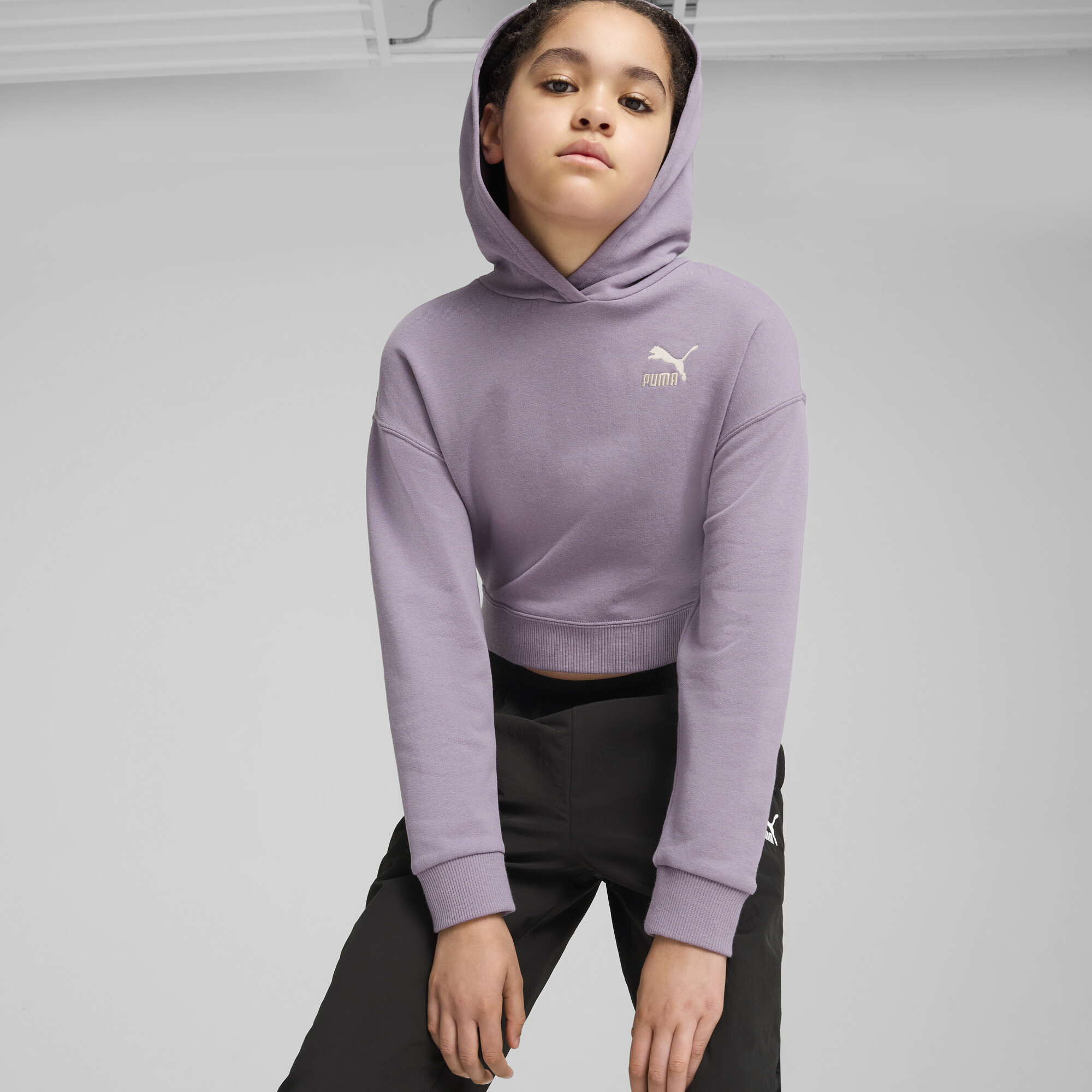 Puma BETTER CLASSICS Girls' Hoodie, Purple, Size 7-8Y, Clothing