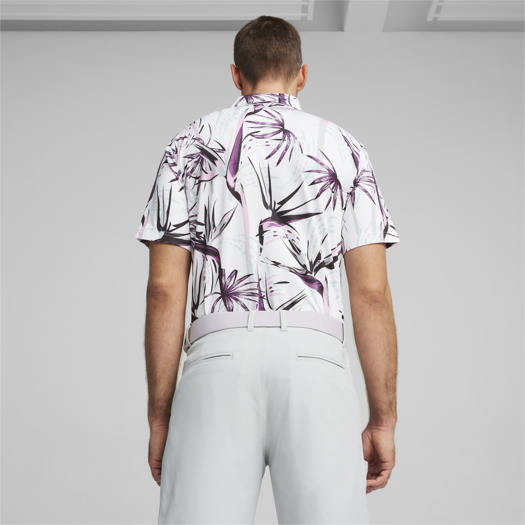 Men's Puma MATTR Birds Of Paradise's Golf Polo T-Shirt, White T-Shirt, Size M T-Shirt, Clothing